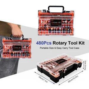 480pcs Complete Rotary Tool Accessory Kit for Cutting, Drilling, Grinding, Polishing, Engraving, and Sanding with 1u002F8 Inch Shank - Perfect for DIY Projects and Professional Use!