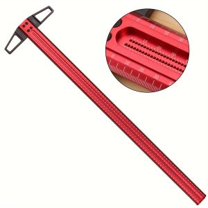 1pc Precision T-Square Measuring Ruler With Upgraded Handle, Red Metal, Available In Various Sizes For Precision Marking And Ruling