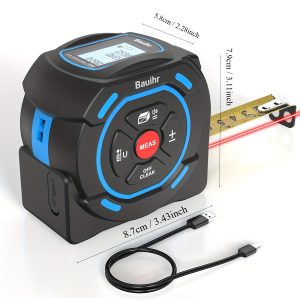 2-IN-1 Laser Tape Measure, Rechargeable Laser Measurement Tool with 131Ft Laser Measure, 16Ft Tape Measure, LCD Display, Mu002FInu002FFtu002FFt+In Unit Switch, Measuring Distance, Area, Volume, Pythagorean