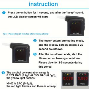 1 set High Precision Digital Breathalyzer with 10 Free Blowing Nozzles - Accurately Monitor Your Blood Alcohol Content for Safe Driving and Peace of Mind