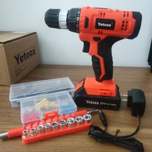 20V MAX Cordless Drill Set, Power Drill Kit With Lithium-Ion And Charger, 3u002F8-Inch Keyless Chuck, 2 Variable Speed 21+1 Torque Setting Power Tools Kit, 280 Inch-lbs With LED Electric Drill Set