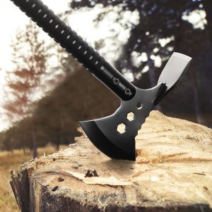 Camping Multitool Hatchet Axe, Survival Gear with Fish Knife, Flint Rod, Whistle, Safty Hammer, Compass - Unique Birthday Gifts for Men Dad Husband Boyfriend, 1 Pcs